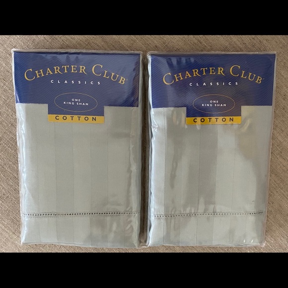 Charter Club Other - New Charter Club Cotton Damask Stripe King Shams